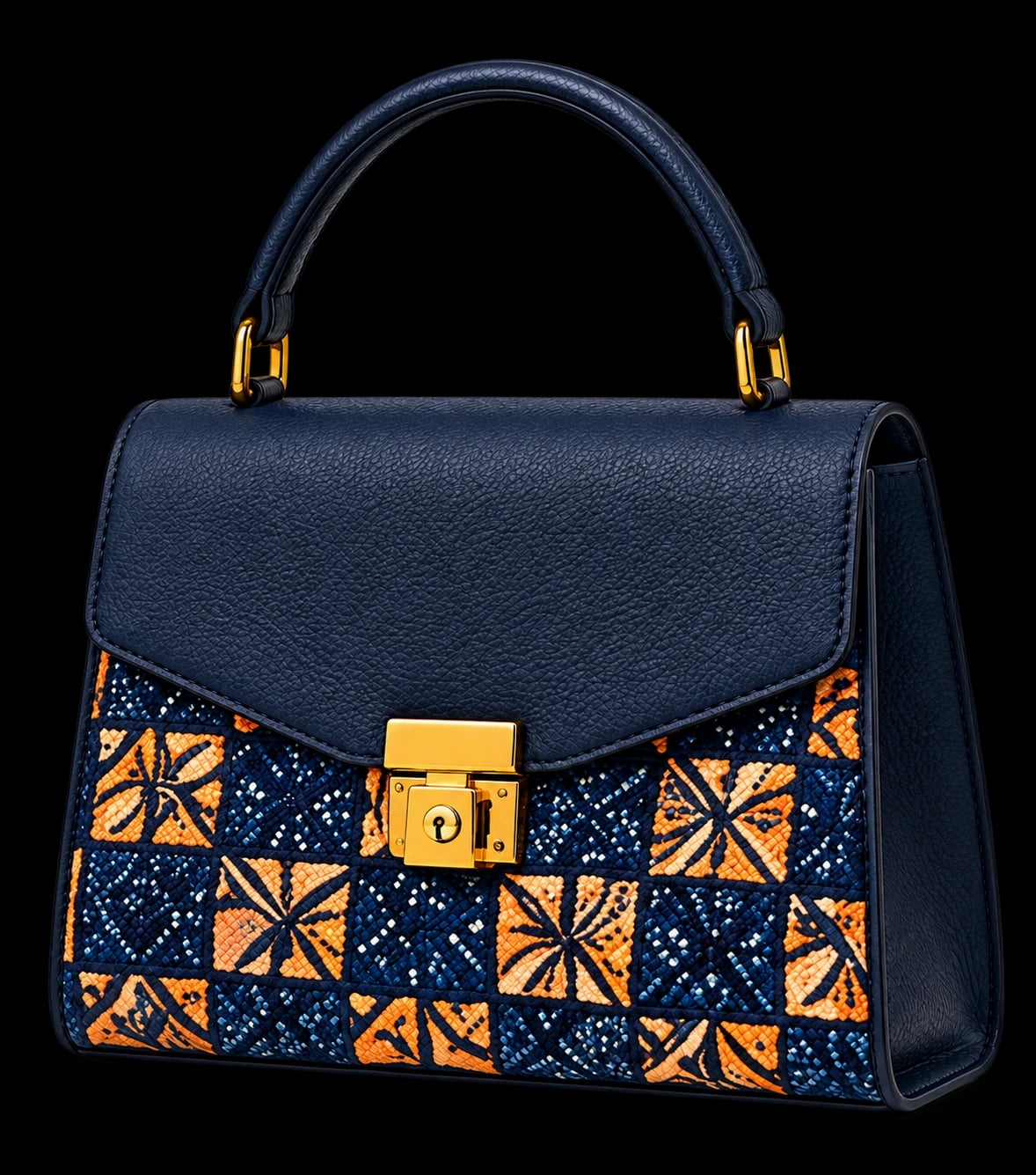 Sac en wax bleu marine et orange